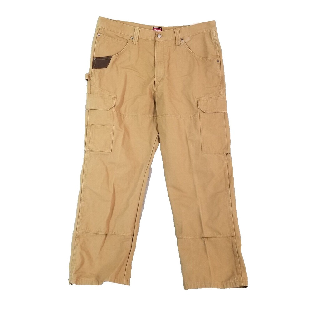 Wrangler workwear cargo pants men's 40 x 30 Brown heavy duty ripstop outdoor